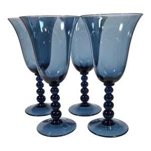 Vintage Candlewick Blue Goblet- Set of Four