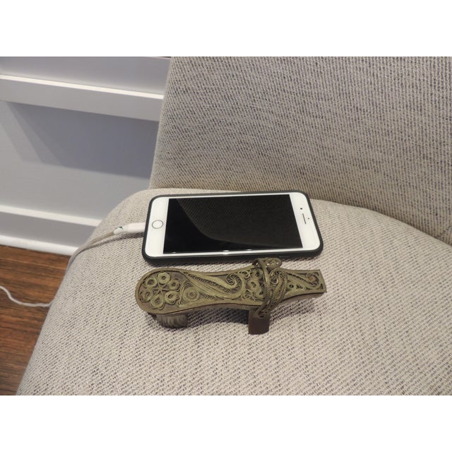 Vintage Indian Carved Wood With Brass Overlaid Details Decorative Object For Sale In Tampa - Image 6 of 7