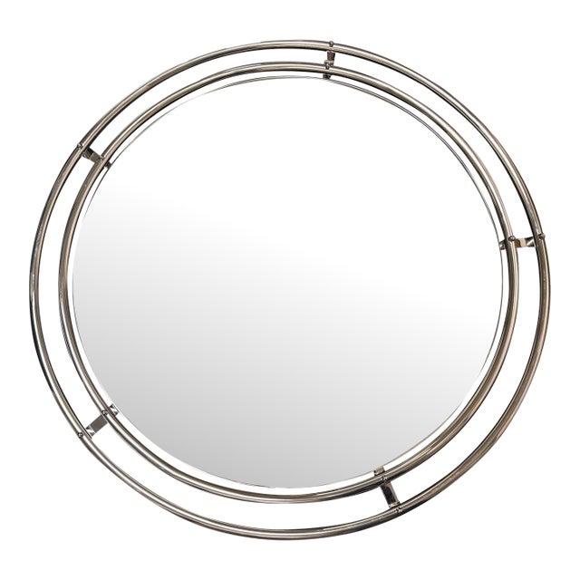 Ralph Lauren Furniture Tubular Bauhaus Wall Mirror 48” Diameter For Sale