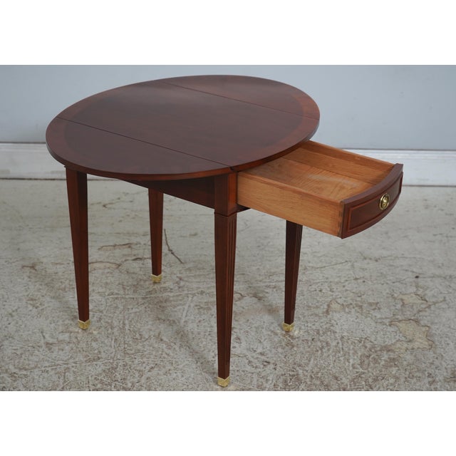 Wood Pair of Baker Mahogany Drop Leaf Pembroke Tables For Sale - Image 7 of 18