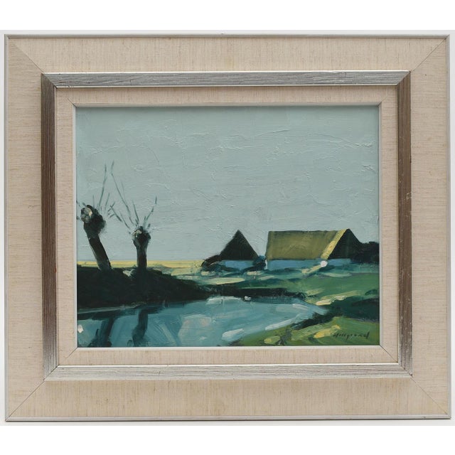 Bengt Hillgrund, Farm by the Lake, 1950s, Oil Painting on Canvas, Framed For Sale - Image 7 of 18