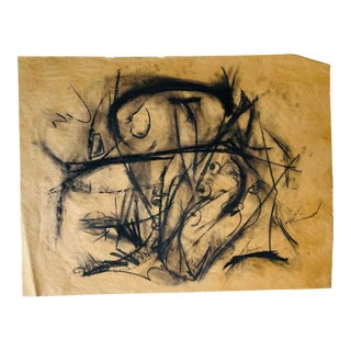 Abstract Drawing on Paper Using Charcoal by Erik Sulander For Sale