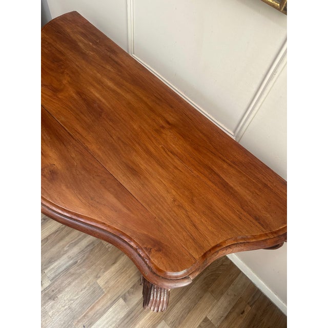 Late 19th Century Antique Carved Walnut Rococo Revival Console Table For Sale - Image 5 of 5