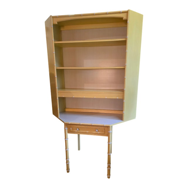 Thomasville Allegro Mid-Century Modern Faux Bamboo Corner Desk Set With Chair For Sale