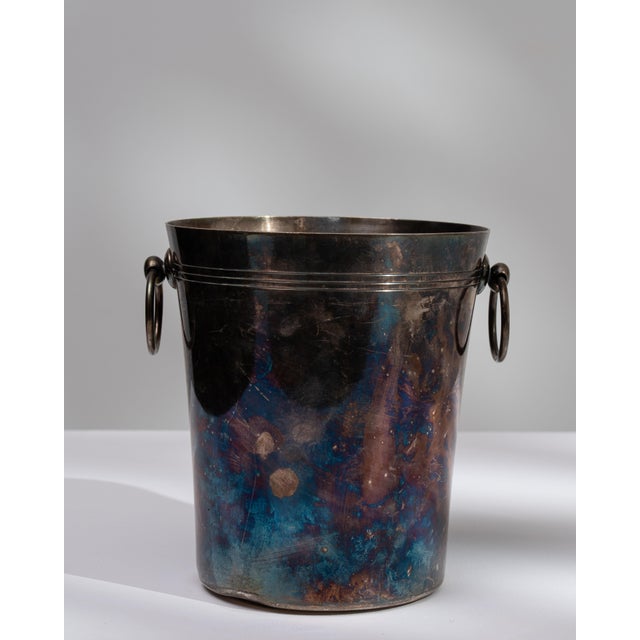 Mid 20th Century France Teal Silver Ice Bucket For Sale - Image 4 of 15