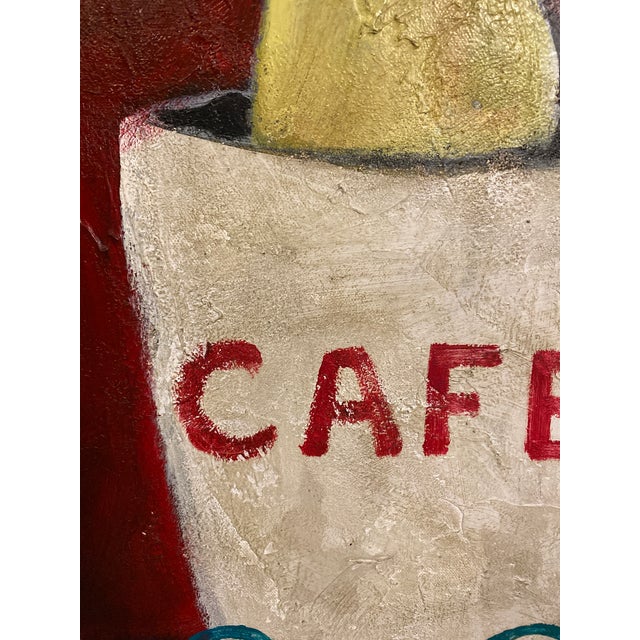 Paint Tim Weldon Original Painting 30"h Folk/Outsider Art Cafe San Francisco Decor For Sale - Image 7 of 9