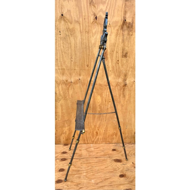Very Fine Vintage Ornate Steel and Brass Art Painting Easel in the Manner of Maison Jansen For Sale - Image 10 of 12