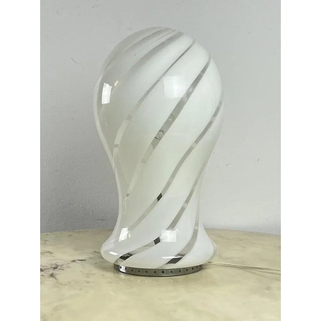 White Large Murano Glass Table Lamp, Italy, 1970s For Sale - Image 8 of 8