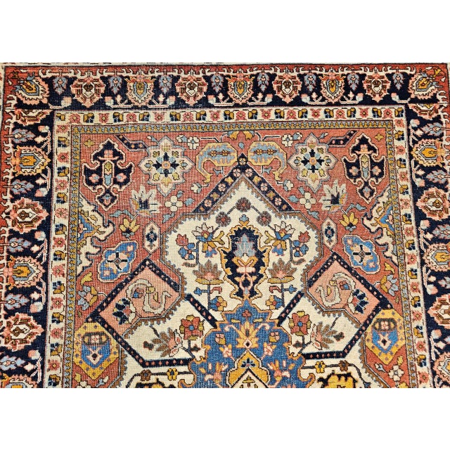 Vintage Persian Tabriz Area Rug, Hand-Knotted Wool, Heriz Geometric Pattern, Ivory & Red, 5x6 For Sale - Image 12 of 18
