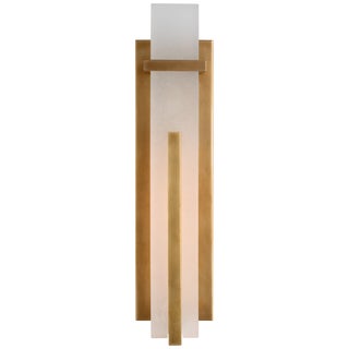 Ian K. Fowler for Visual Comfort Signature Malik Large Sconce in Hand-Rubbed Antique Brass with Alabaster For Sale