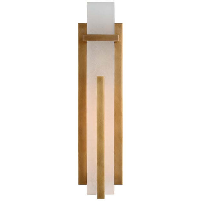 Ian K. Fowler for Visual Comfort Signature Malik Large Sconce in Hand-Rubbed Antique Brass with Alabaster For Sale