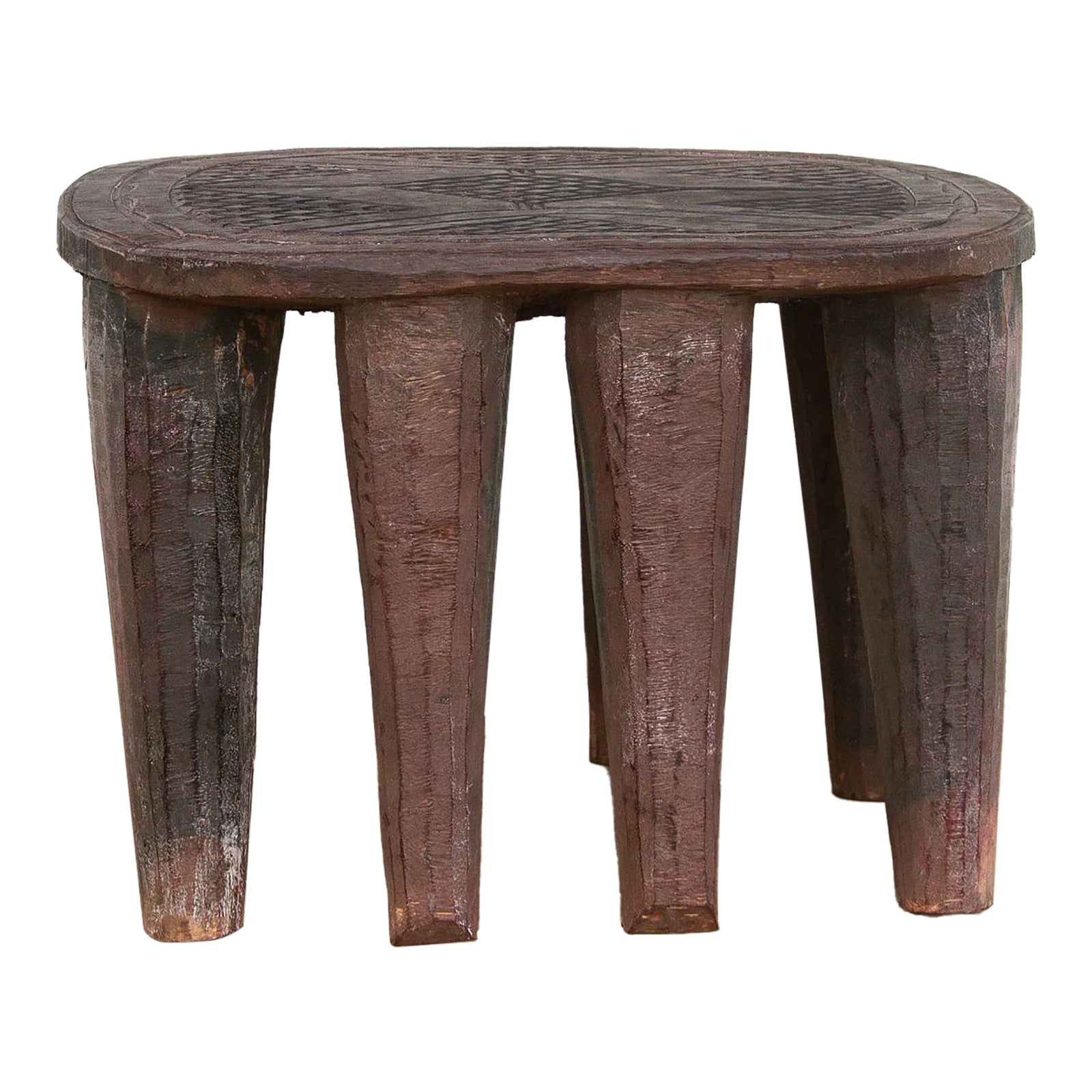 Small 8-Legged African Carved Stool | Chairish
