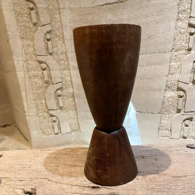 Brown 1970s Mexican Palo Fierro Solid Wood Chalice Vase For Sale - Image 8 of 8