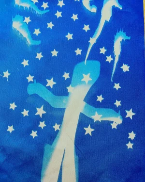 "Holiday Gumby" Original Cyanotype Pop Culture Print