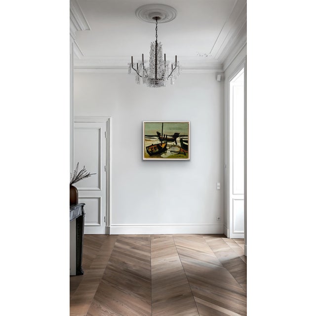 Andre Minaux, Stranded Boats, 1963, Oil Painting on Canvas, Framed For Sale - Image 10 of 18