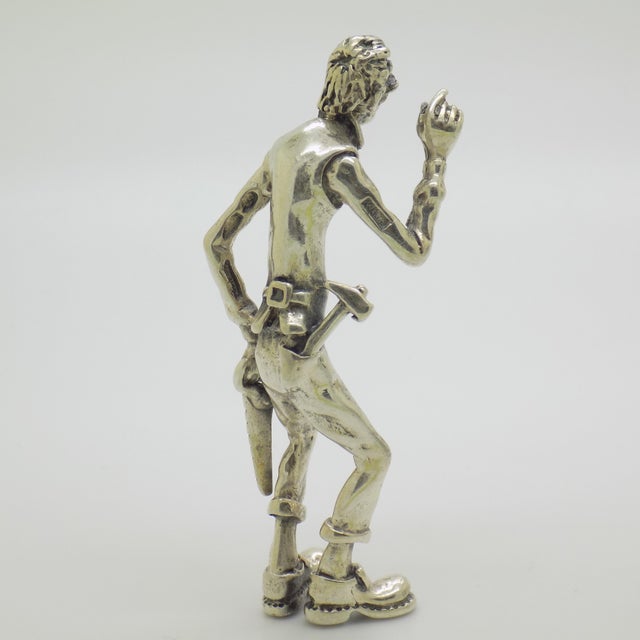1970s Vintage Italian Handyman Figurine in Silver 800, 1970s For Sale - Image 5 of 16