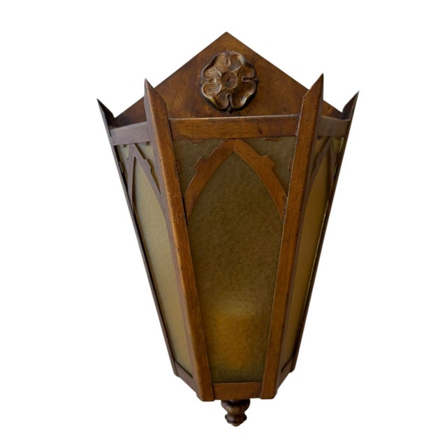 Metal Antique Copper Plated Hexagonal Wall Sconces For Sale - Image 7 of 9