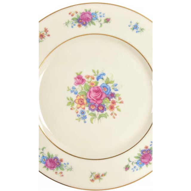 Mid-Century Modern 1930s Set of Six Lenox Rose New Vintage Dishes For Sale - Image 3 of 12