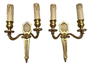 Vintage French Wall Sconces in Gilded Bronze, 1960s, Set of 2