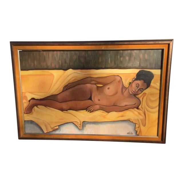 Nude Modern Figurative Oil Painting Canvas Signed Castillo For Sale