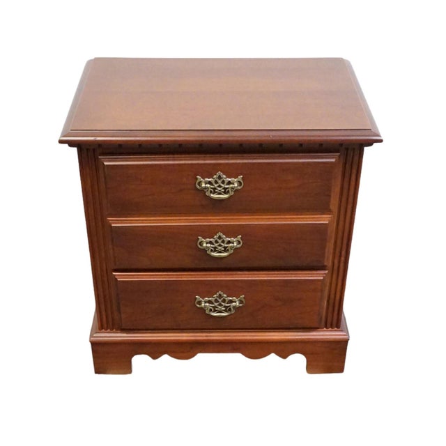 American Broyhill Furniture Cherry Early American Traditional Style 24" Two Drawer Nightstand 234-6597-92 For Sale - Image 3 of 13