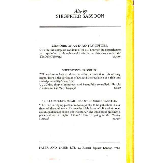Yellow "Memoirs of a Fox-Hunting Man" 1967 by Sassoon, Siegfried For Sale - Image 8 of 8