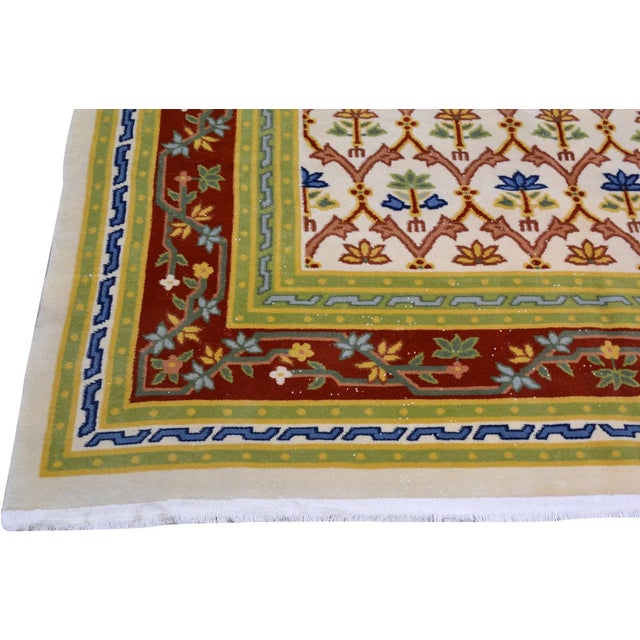 Vintage Chinese Art Deco Hand Knotted Wool Rug,6'8'' X 10' For Sale - Image 4 of 6