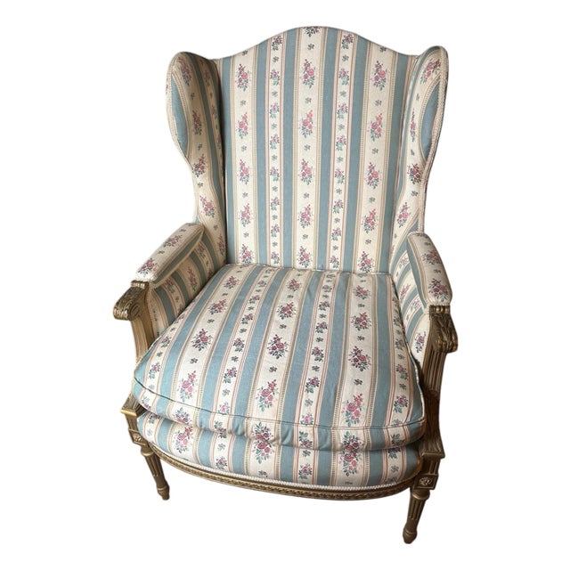 Louis XVI Late 19th C French Gilt Wood Bergere For Sale