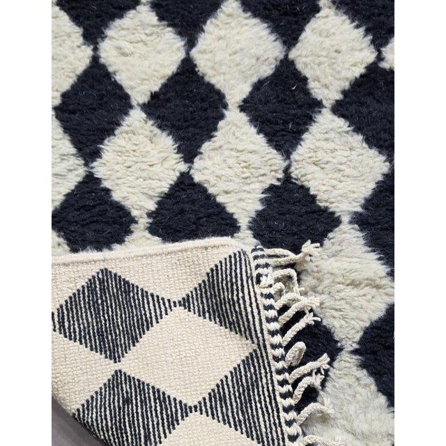 2020s Black Checkered Wool Rug - 9.8 X 8.5 Ft For Sale - Image 5 of 8