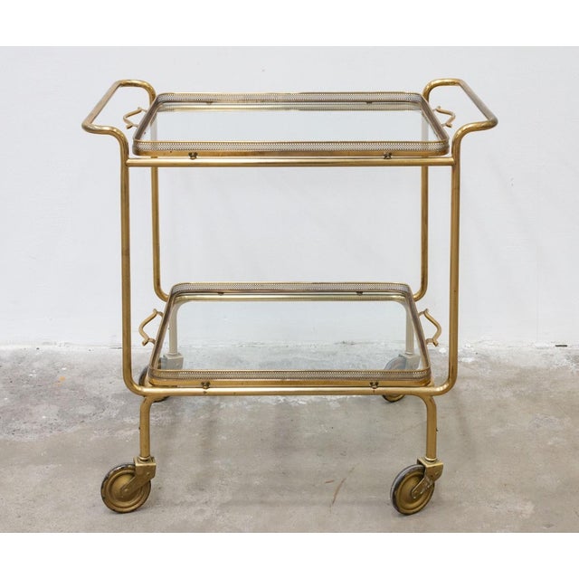 1950s Brass and Glass Food Trolley, 1950s For Sale - Image 5 of 11
