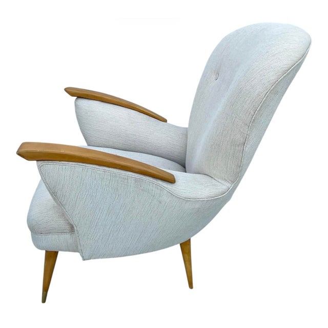 Mid-Century Modern Danish Mid-Century Modern Armchairs, Wood & Upholstered, Pair, 1950s For Sale - Image 3 of 10