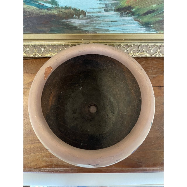1970s Hand-Painted Terracotta Desert Landscape Pot Marked "Mexico" For Sale - Image 5 of 9