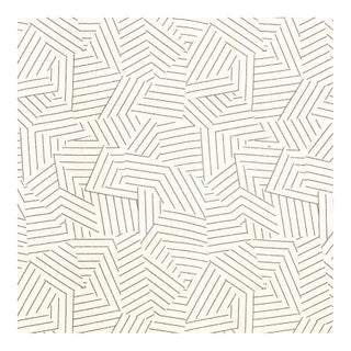 Schumacher Deconstructed Stripe Fabric in Greige For Sale