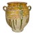 Antique French Mustard Color Glazed Pottery Vase With Handles For Sale