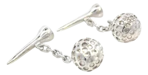 1990s Pair of Tiffany & Co Estate Golf Ball Cufflinks Sterling Silver 15.39 Grams