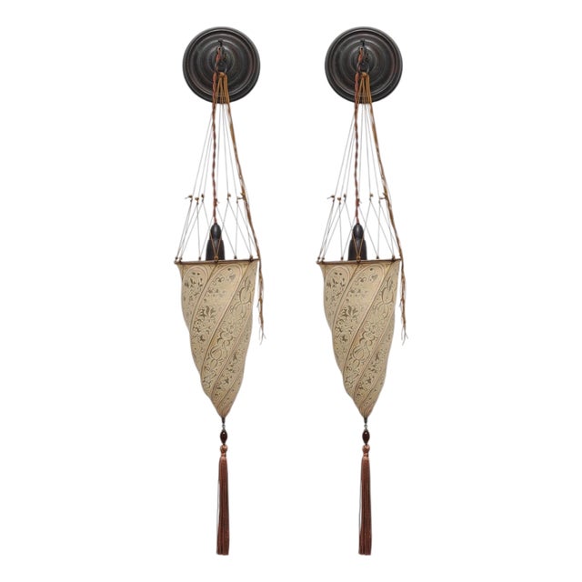 Pair of Fortuny Silk Cesendello Wall Sconces by Venetia Studium For Sale