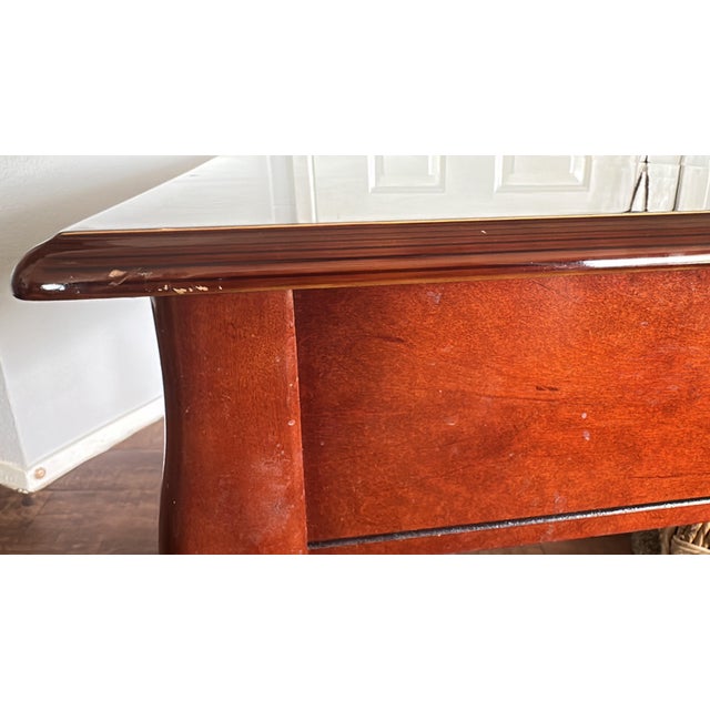 Wood Vintage Queen Anne Mahogany Three Drawer Console Table For Sale - Image 7 of 8