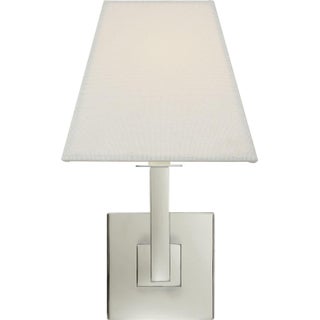 Studio VC for Visual Comfort Signature Architectural Wall Sconce in Polished Nickel with Square Linen Shade For Sale
