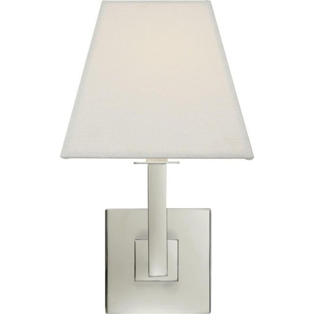 Studio VC for Visual Comfort Signature Architectural Wall Sconce in Polished Nickel with Square Linen Shade For Sale