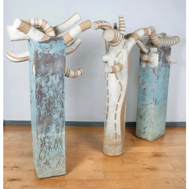 1970s Large Concrete Vintage Set of 3 Outdoor Pedestal Decor For Sale - Image 5 of 11