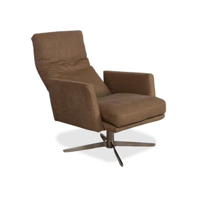 Mr 495 Grey Taupe Fabric Armchair with Manual Function and Ottoman by Musterring, Set of 2 For Sale - Image 6 of 18