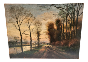 The Hague School, After Anton Mauve, Shepherd with Flock, 1890s, Oil on Canvas
