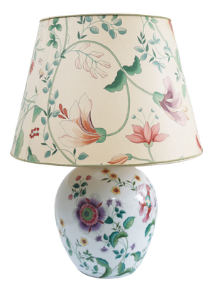 Large Hollywood Regency Floral Porcelain Table Lamp from Porcelaine de Paris, 1970