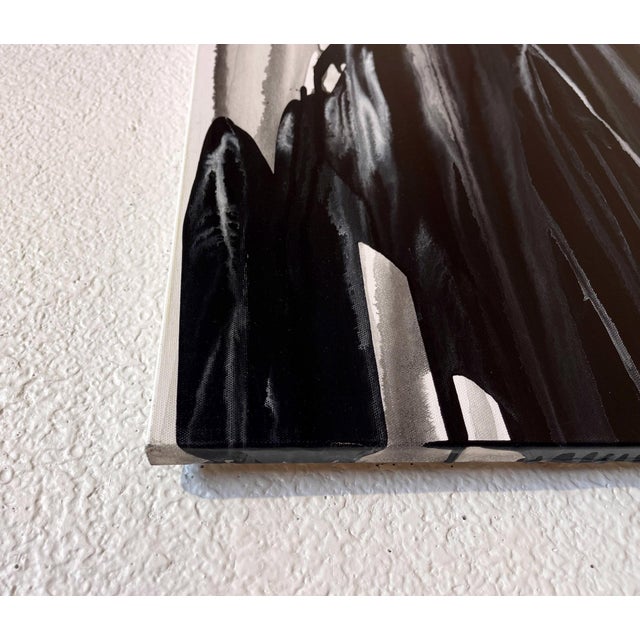 Abstract Northern Sea by Sara Melzer | Ink on Canvas Abstract depiction of dark, flowing forms. For Sale - Image 3 of 3