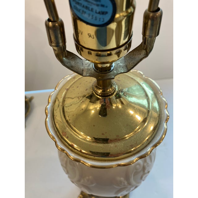 1990s Pair of Lenox Porcelain Lamps For Sale - Image 5 of 8