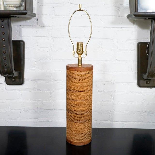 Rare cardboard and wood table lamp by Gregory Van Pelt.