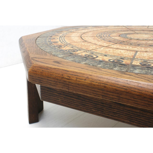 Octagonal Tiled Coffee Table by Ebbe Sørensen, Denmark, 1970s For Sale - Image 9 of 10