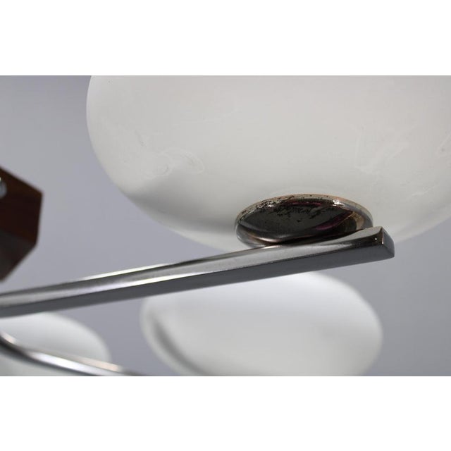 Brown Art Deco Chrome and Glass Chandelier, Czechoslovakia, 1940s For Sale - Image 8 of 12