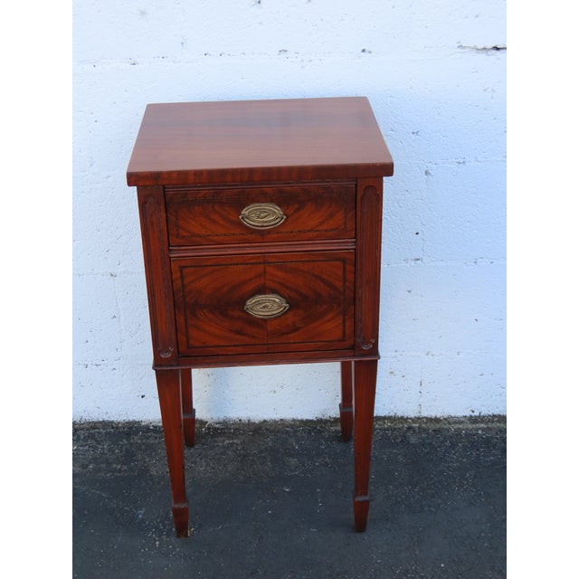 Early 1900s Flame Mahogany Inlay Nightstand Bedside Side End Table 6921 For Sale - Image 11 of 15