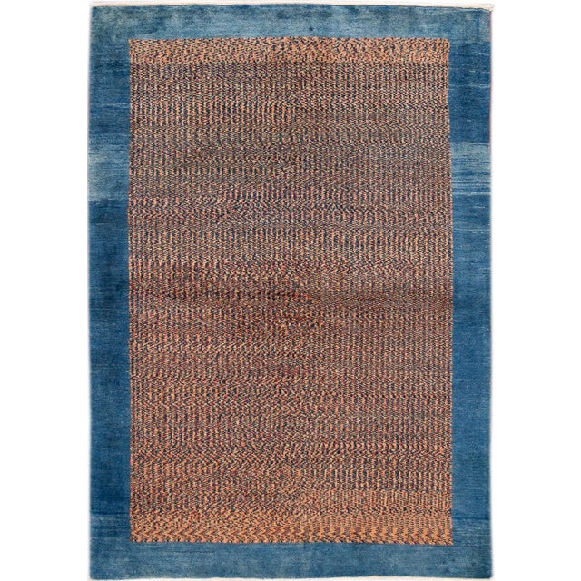 Textile Modern Persian Gabbeh Handmade Multi-Color Geometric Wool Rug For Sale - Image 7 of 7